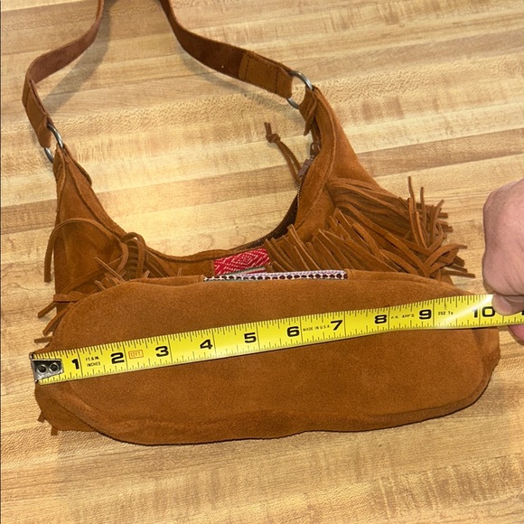 Minnetonka leather Chic Brown Fringe Shoulder Bag with Multicolor Accent - Picture 16 of 16